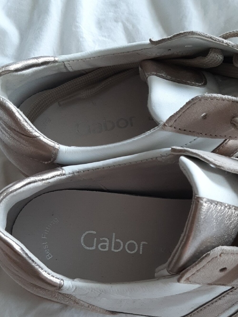 Gabor Women's White and Beige Suede-Trim Sneakers 7.5 New - Picture 3 of 4